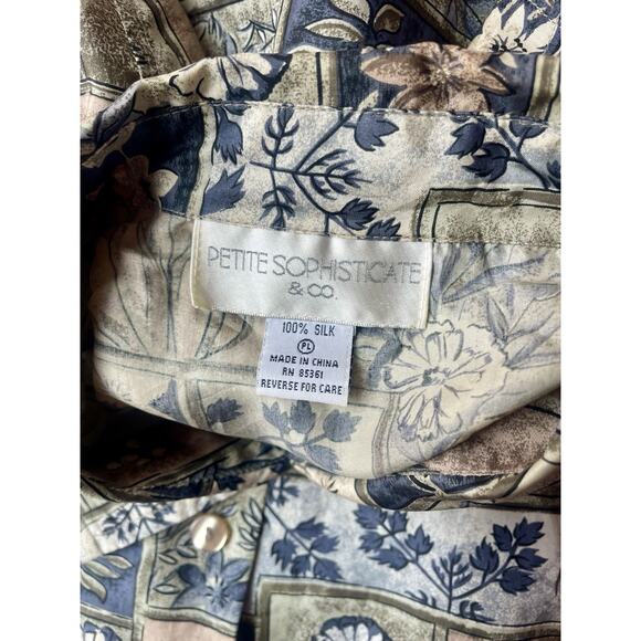 Vintage Silk Floral Blouse L Cottagecore Artsy Grandmacore Shirt Boho 90s Top - Picture 6 of 7